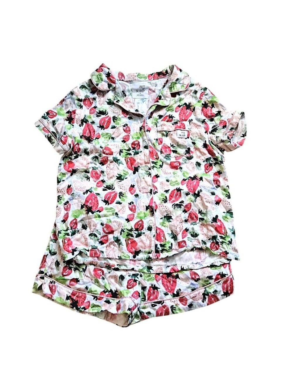 Art Of Sleep Strawberry PJ Shorts Sleep Set Bamboo Pajamas Womens Medium